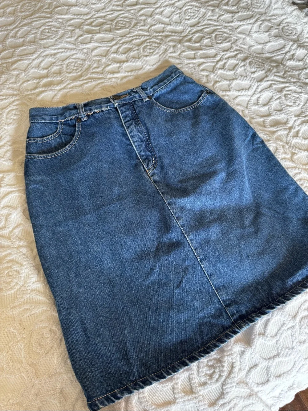 Vintage Y2K Coca-Cola Denim Midi Skirt Blue Jean 27 Waist